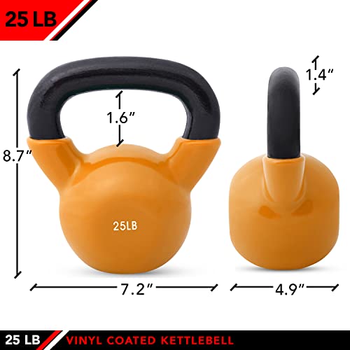 Orange 25 lb Vinyl Coated Iron Kettlebell Weight