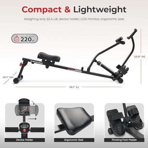SunnyFIT Smart Adjustable Rowing Machine - Full Body Workout