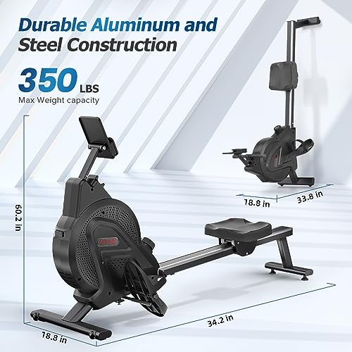 Dripex Magnetic Rower with LCD Monitor, Aluminum Rail