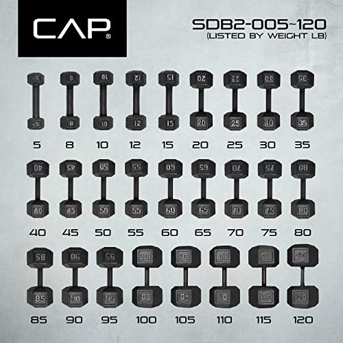 30 lb Black Cast Iron Hex Dumbbell by CAP