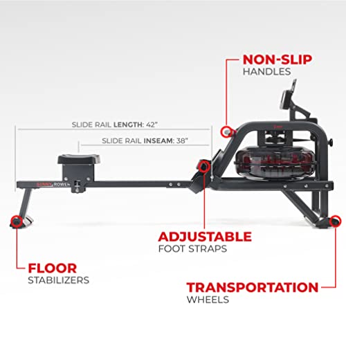 Sunny Health Obsidian Surge 500m Water Rowing Machine