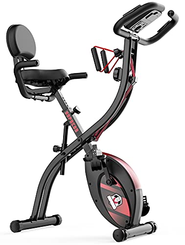 HAPBEAR Folding Exercise Bike with Arm Resistance Band