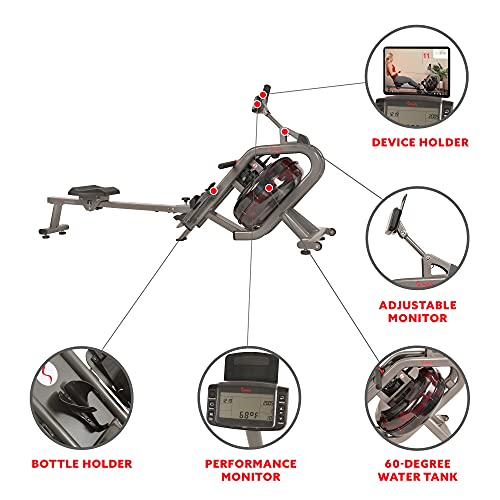 Sunny Health & Fitness Hydro Water Rowing Machine Silver
