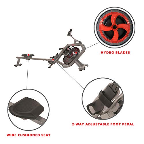 Sunny Health & Fitness Hydro Water Rowing Machine Silver