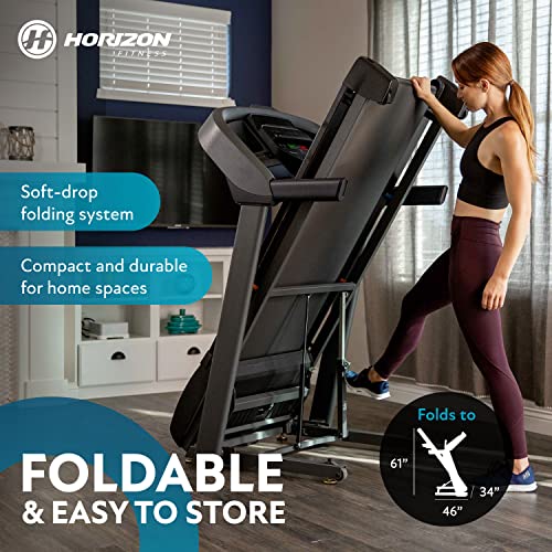 Horizon Fitness T101 Folding Treadmill with Incline, Bluetooth