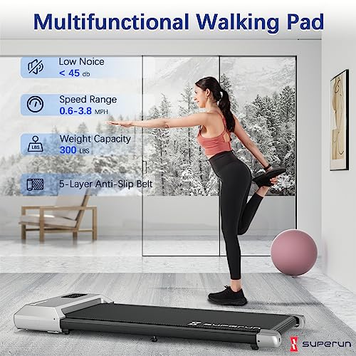 SupeRun 2024 Walking Pad Treadmill, 2-in-1 Portable - 300 lbs