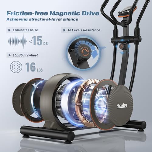 Niceday Elliptical Exercise Machine, Hyper-Quiet Magnetic System