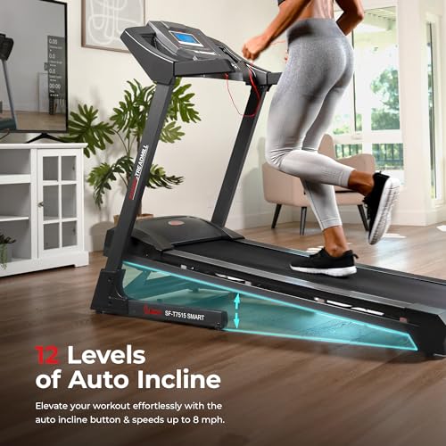 Sunny Health & Fitness Smart Treadmill with Auto Incline