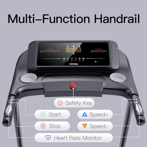 UMAY Folding Incline Treadmill with Pulse Sensors, 3.0HP