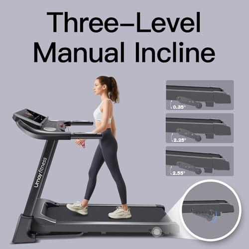 UMAY Folding Incline Treadmill with Pulse Sensors, 3.0HP