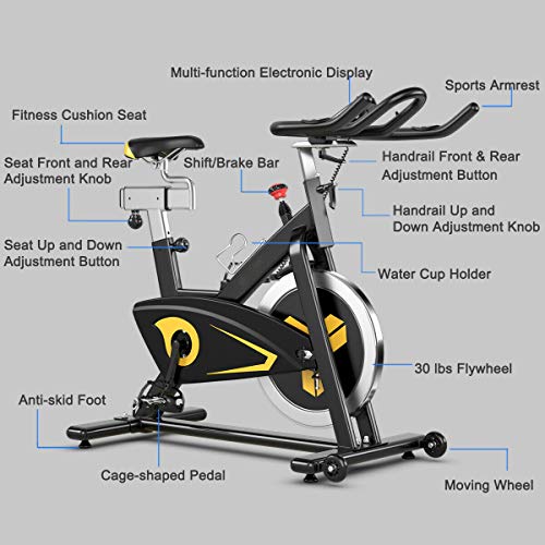 Goplus Magnetic Exercise Bike with LCD Monitor, 30lbs Flywheel
