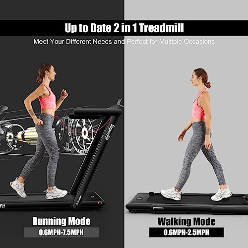 Goplus 2 in 1 Folding Electric Treadmill, Bluetooth Speaker