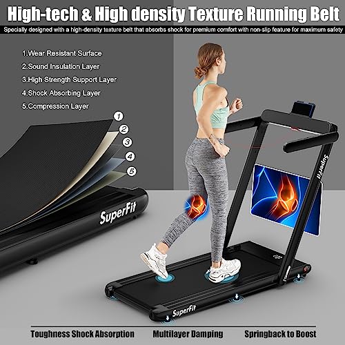 Goplus 2 in 1 Folding Electric Treadmill, Bluetooth Speaker