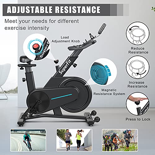 Goplus Magnetic Exercise Bike with Adjustable Seat & Handle