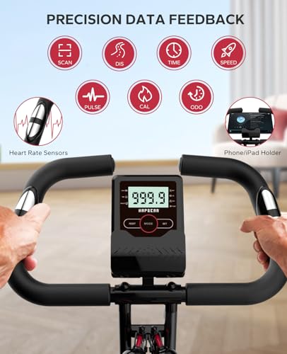 HAPBEAR Folding Exercise Bike with Arm Resistance Band