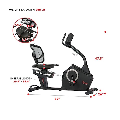 Sunny Health & Fitness Recumbent Bike - SF-RB4850