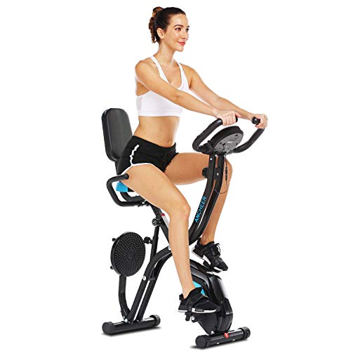 ANCHEER Folding Exercise Bike with Tablet Stand, Comfortable Seat