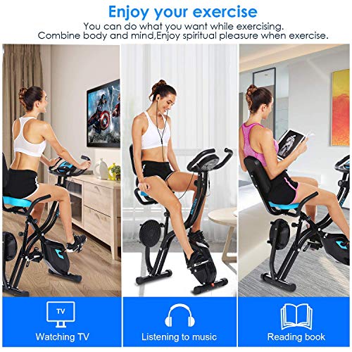 ANCHEER Folding Exercise Bike with Tablet Stand, Comfortable Seat