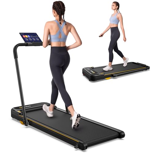 UREVO 2-in-1 Folding Treadmill for Home/Office Workout