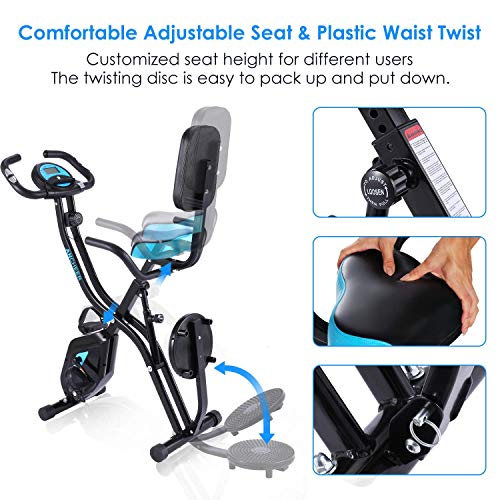 ANCHEER Folding Exercise Bike with Tablet Stand, Comfortable Seat