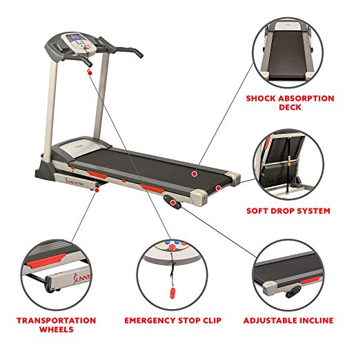 Sunny Health & Fitness Treadmill, Motorized Running Machine