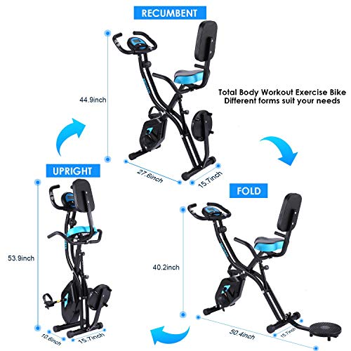 ANCHEER Folding Exercise Bike with Tablet Stand, Comfortable Seat