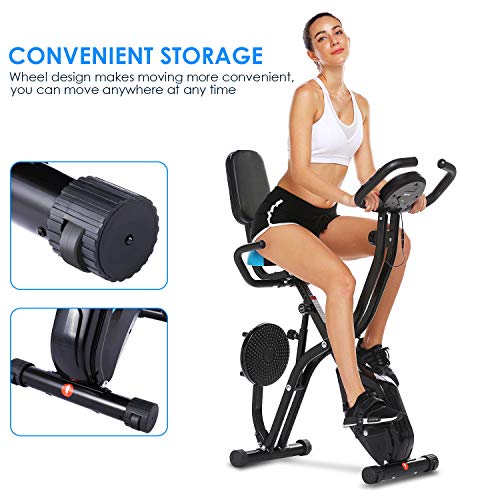 ANCHEER Folding Exercise Bike with Tablet Stand, Comfortable Seat