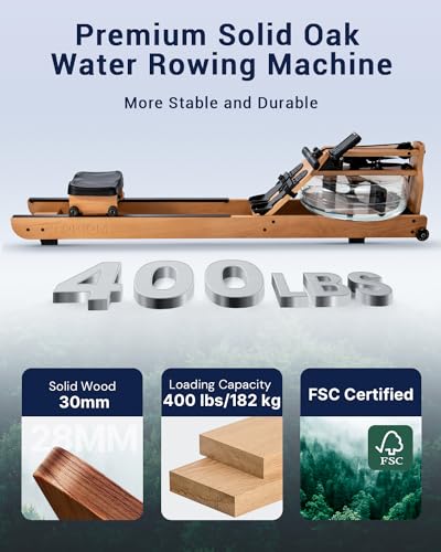 Water Rowing Machine with TM-3 Monitor, 400 lbs Load