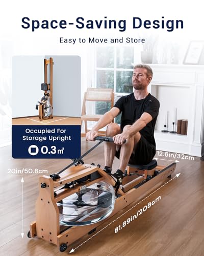 Water Rowing Machine with TM-3 Monitor, 400 lbs Load