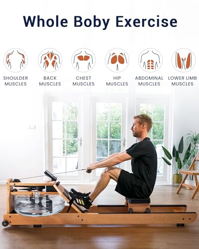 Water Rowing Machine with TM-3 Monitor, 400 lbs Load