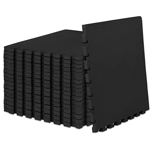 ProsourceFit Extra Thick Puzzle Exercise Mat Set, Black
