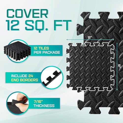 Yes4All Exercise Foam Mats - Interlocking Floor Tiles