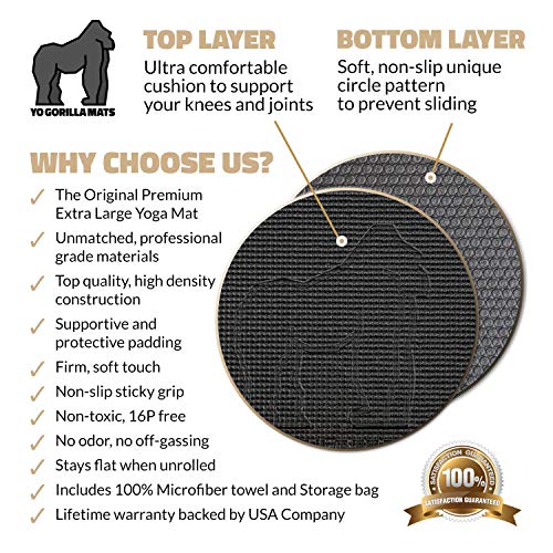 Gorilla Mats Premium Large Yoga Mat - Non-Slip, Extra Thick & Ultra Comfortable