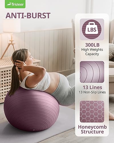 Trideer Yoga Ball - Anti-Burst Exercise Ball for Home Gym