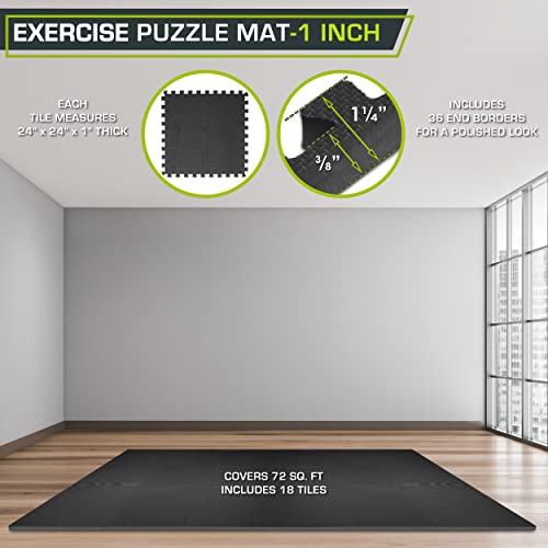ProsourceFit Extra Thick Puzzle Exercise Mat Set, Black