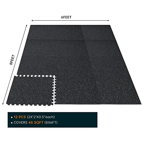 12 Piece Interlocking Puzzle Floor Tiles for Home Gym