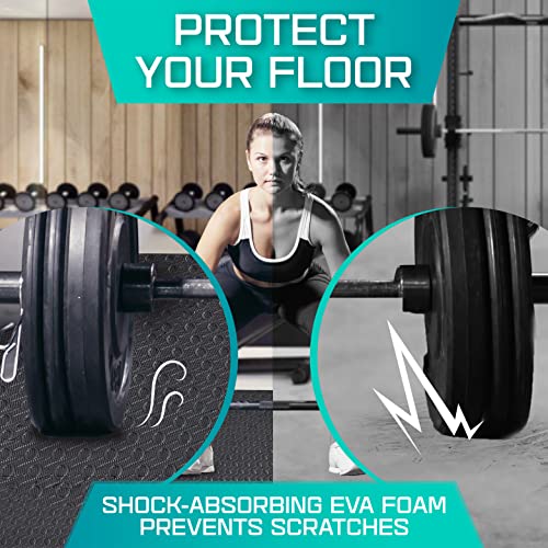 Yes4All Black Interlocking Exercise Floor Mat with Border