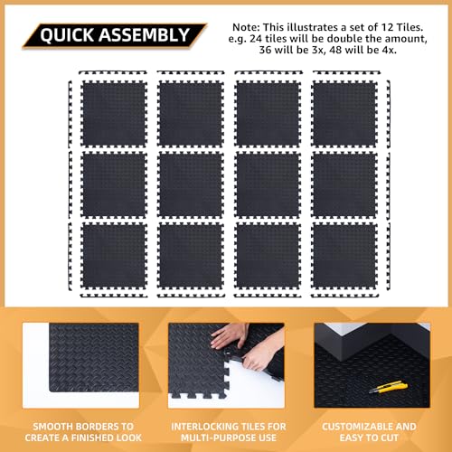 12 Pack of 1/2" Extra Thick Foam Tiles