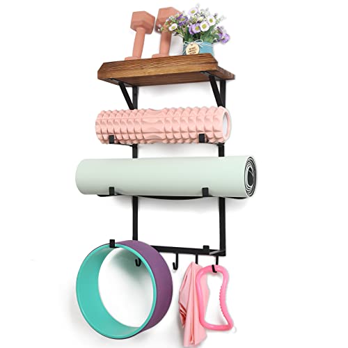 DOCMON Wall Mount Yoga Mat Rack with Accessories