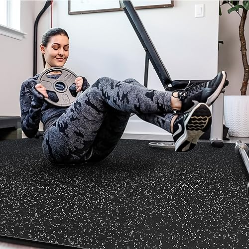 Superjare 0.4" Interlocking Rubber Gym Flooring Tiles