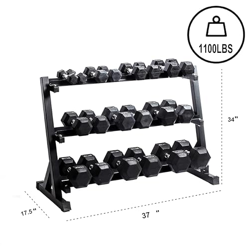 3-Tier Dumbbell Rack for Home Gym Organization, 1100LBS