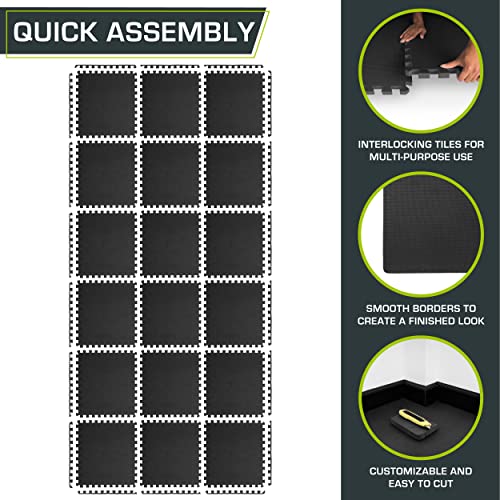ProsourceFit Extra Thick Puzzle Exercise Mat Set, Black