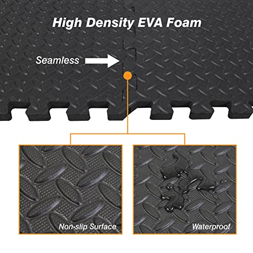 Interlocking Foam Tiles for Home Gym Flooring, 24 SQ FT