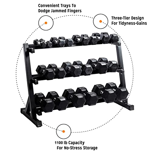 3-Tier Dumbbell Rack for Home Gym Organization, 1100LBS