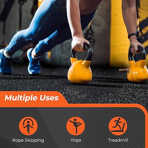 Superjare 0.4" Interlocking Rubber Gym Flooring Tiles
