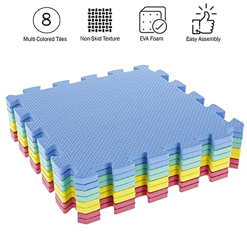 8-Piece Nontoxic Foam Exercise Mat for Home Gym