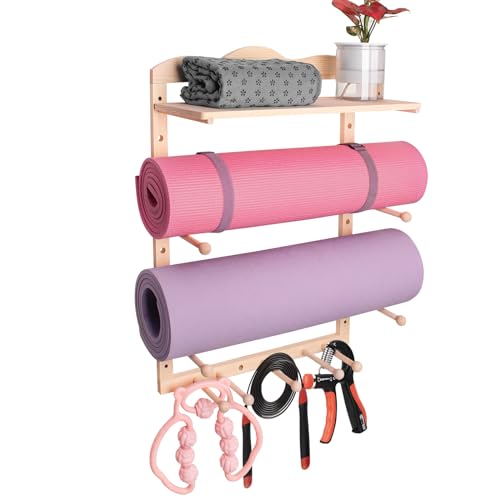 Wooden Yoga Mat Holder Wall Mount for Home Gym