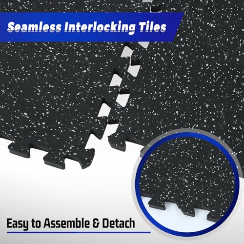 6-Tile Rubber Exercise Flooring Mat for Home Gym