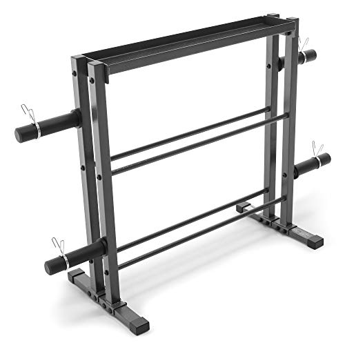 Gray Marcy Combo Weights Storage Rack: Dumbbells, Kettlebells, Plates