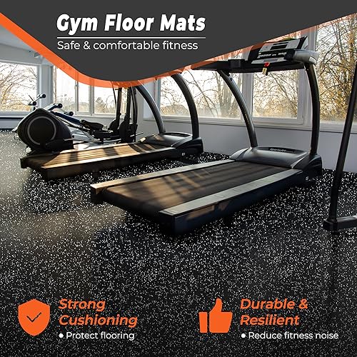 Superjare 0.4" Interlocking Rubber Gym Flooring Tiles